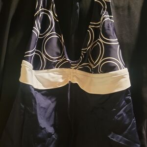 Chic Navy and White Circle Pattern Tinkini Swimsuit top